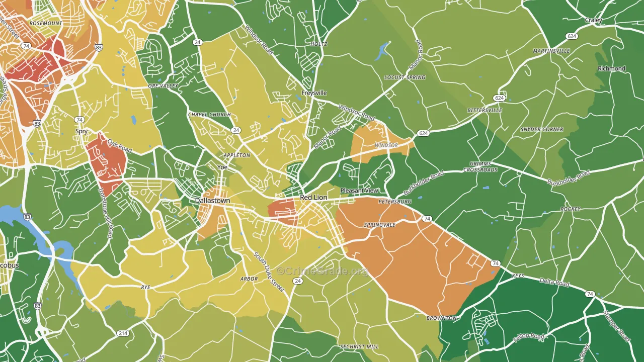 17356, PA Map of Theft Rates