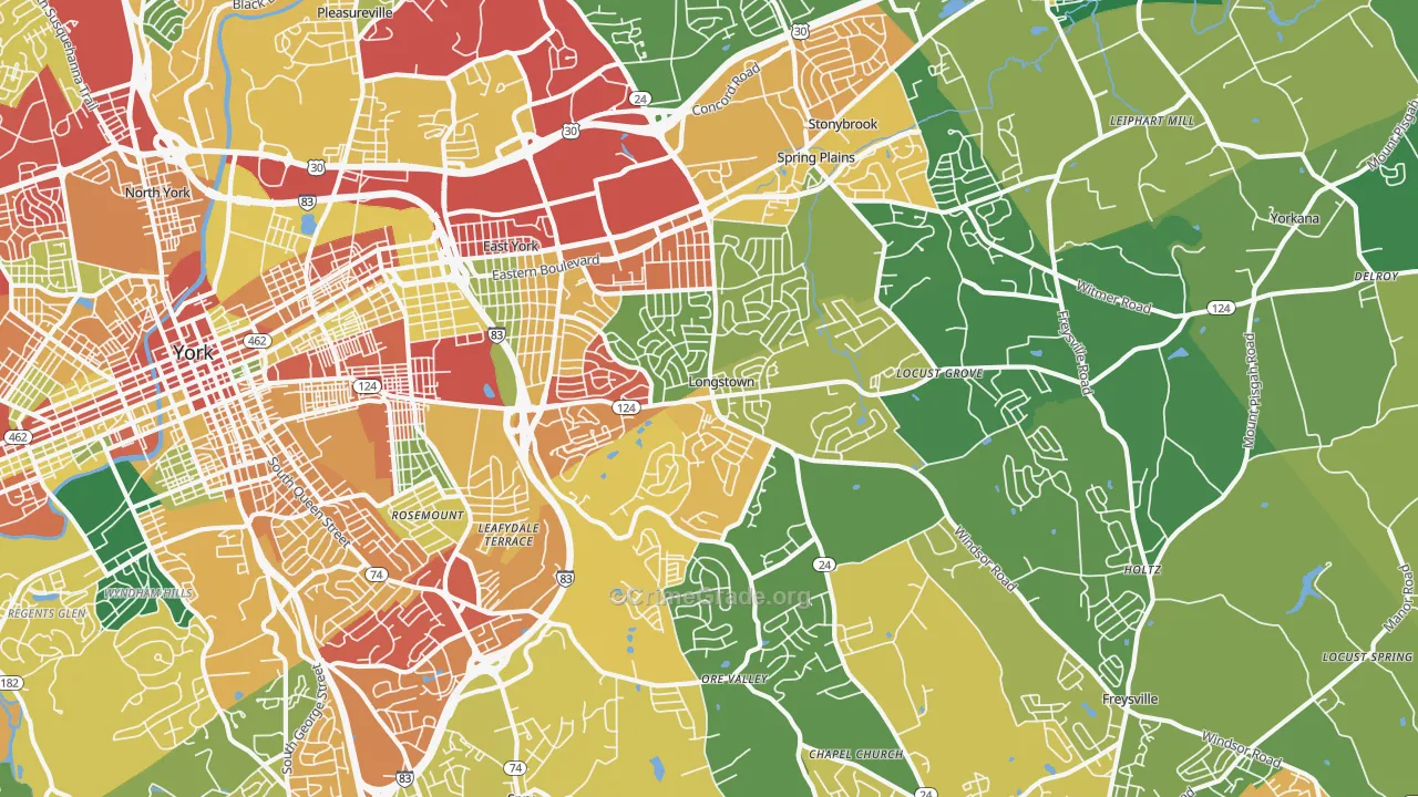 17402, PA Map of Theft Rates