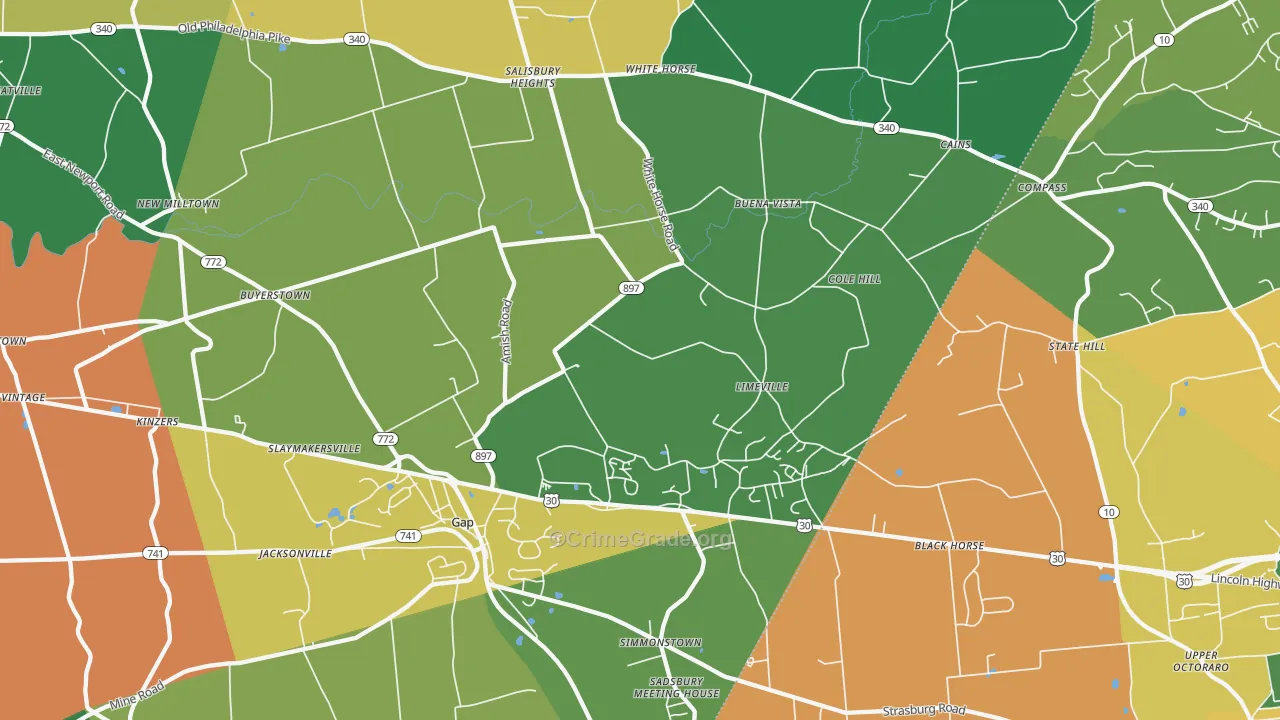17527, PA Map of Theft Rates