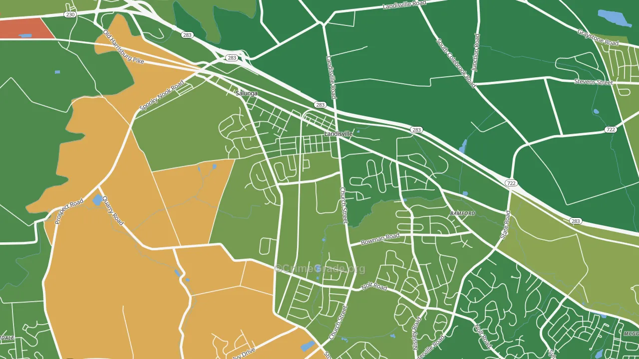 17538, PA Map of Theft Rates