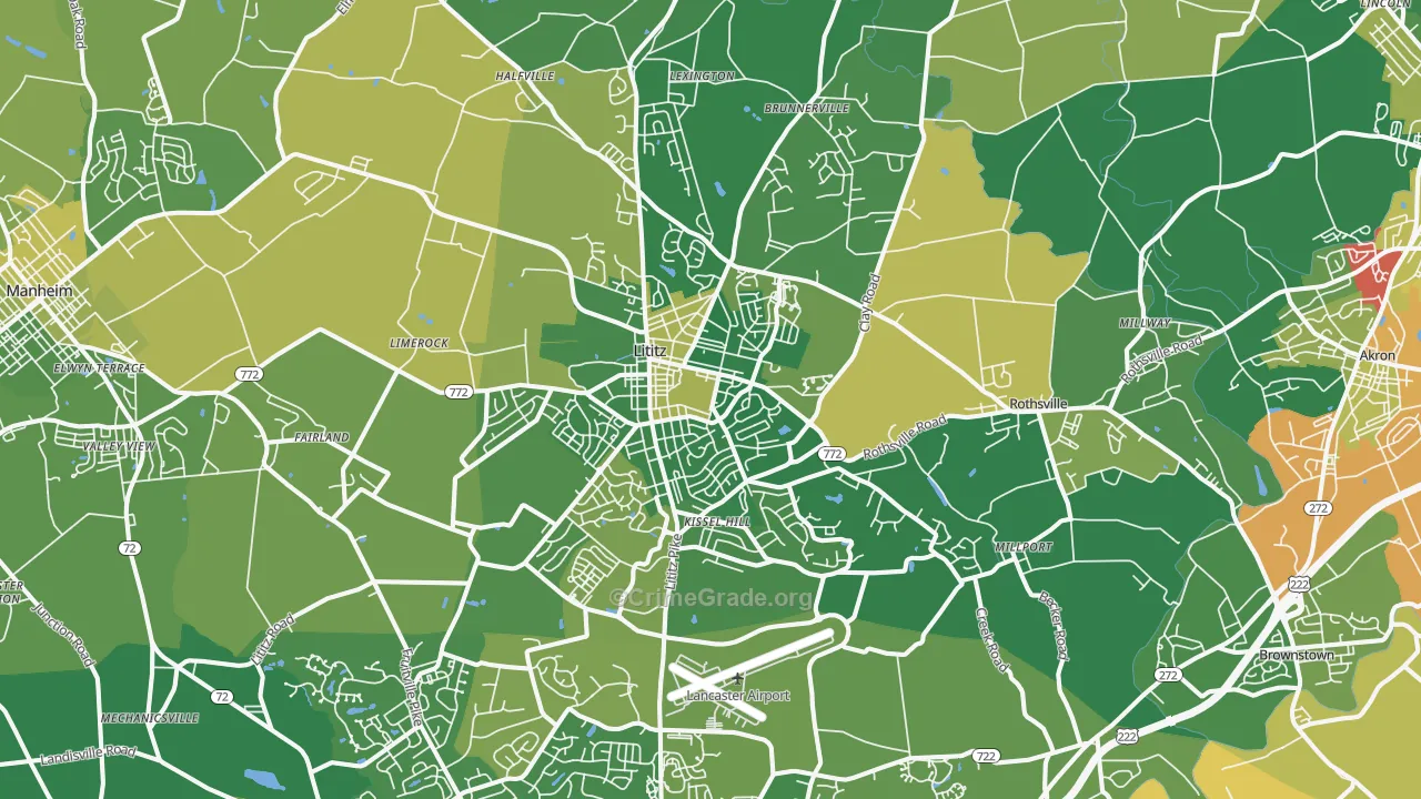 17543, PA Map of Theft Rates