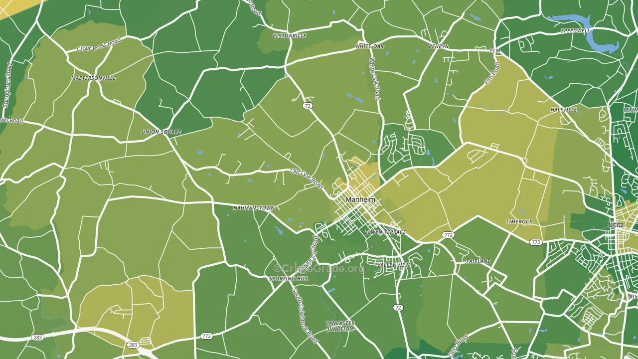 17545, PA Map of Theft Rates