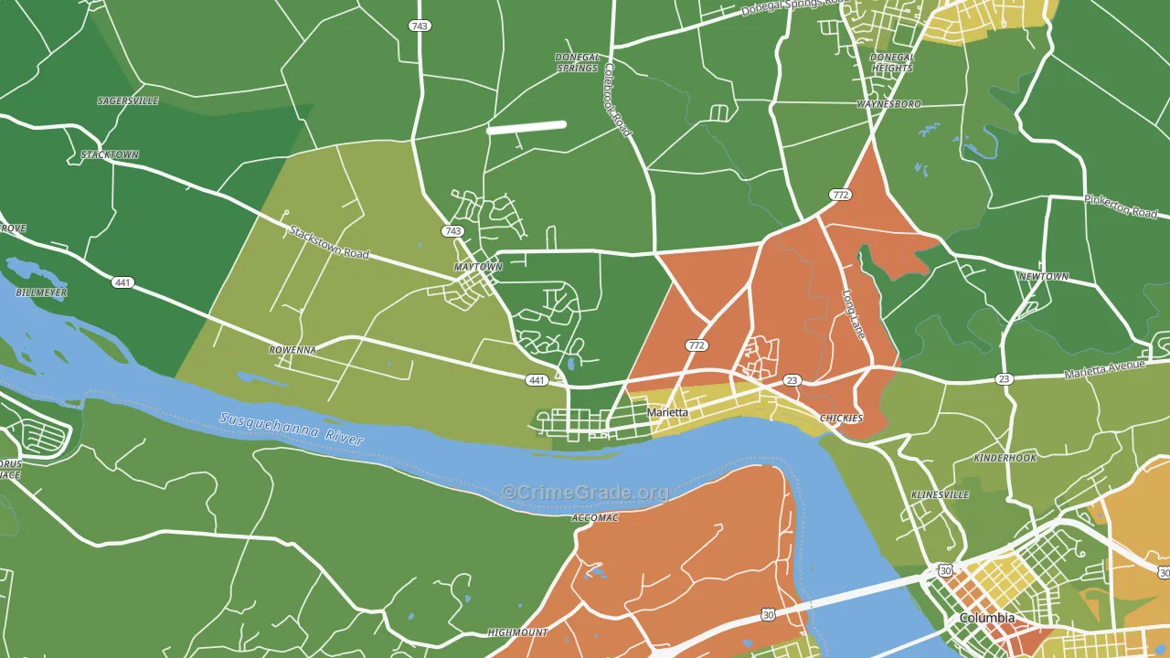 17547, PA Map of Theft Rates