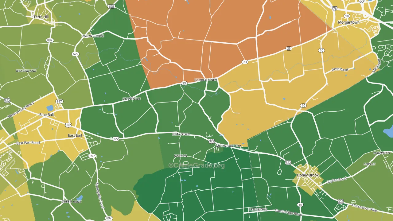 17555, PA Map of Theft Rates