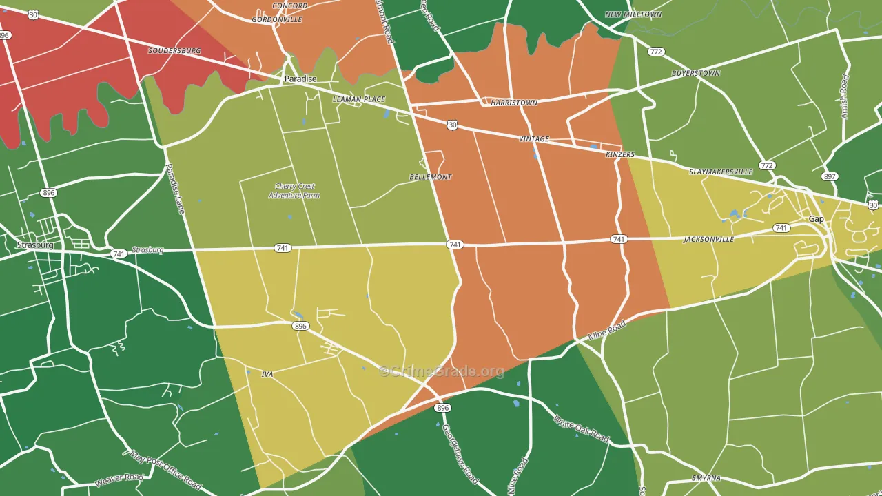 17562, PA Map of Theft Rates