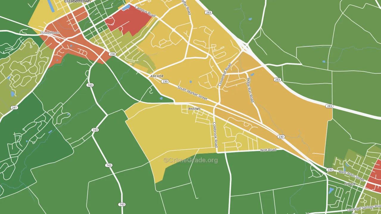 17570, PA Map of Theft Rates