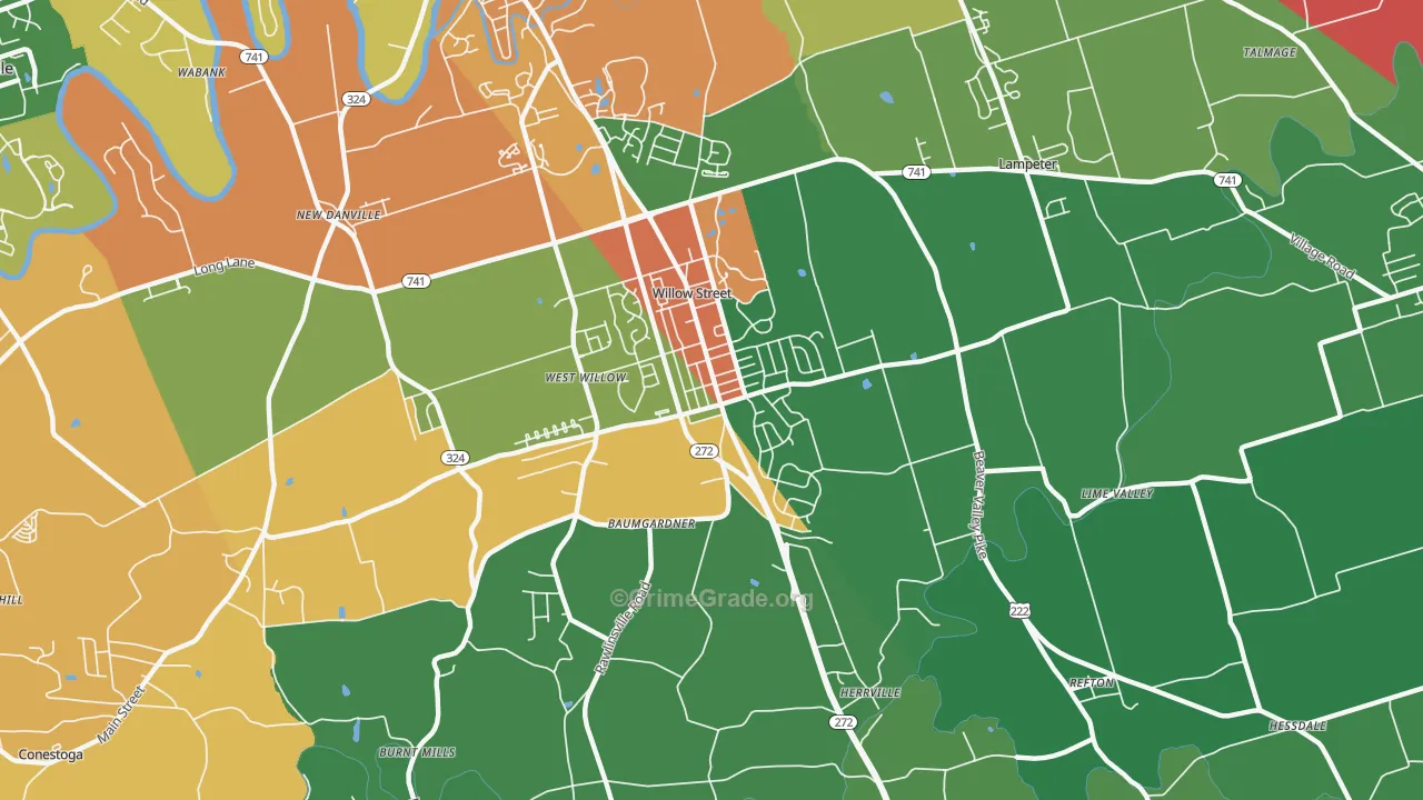 17584, PA Map of Theft Rates