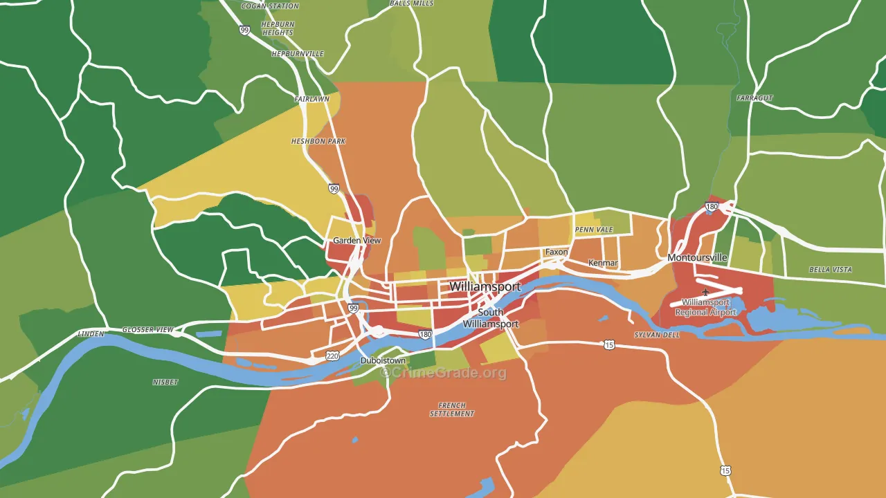 17701, PA Map of Theft Rates