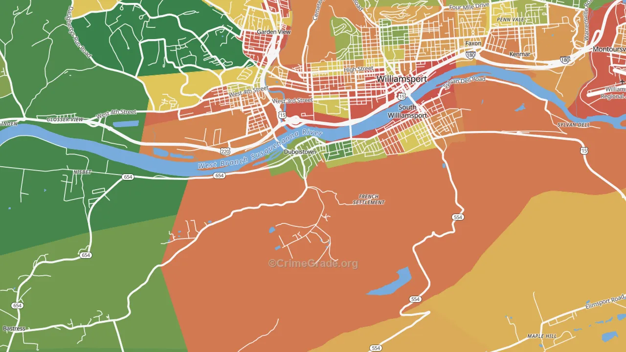 17702, PA Map of Theft Rates