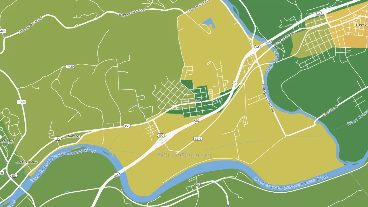 17721, PA Map of Theft Rates