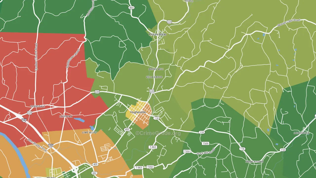 17737, PA Map of Theft Rates