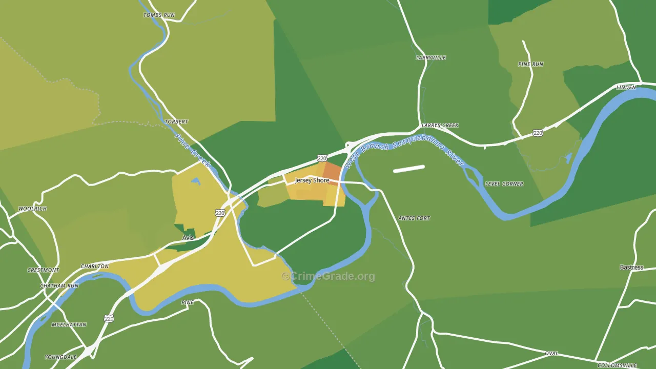 17740, PA Map of Theft Rates