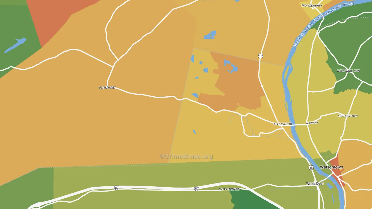 17810, PA Map of Theft Rates