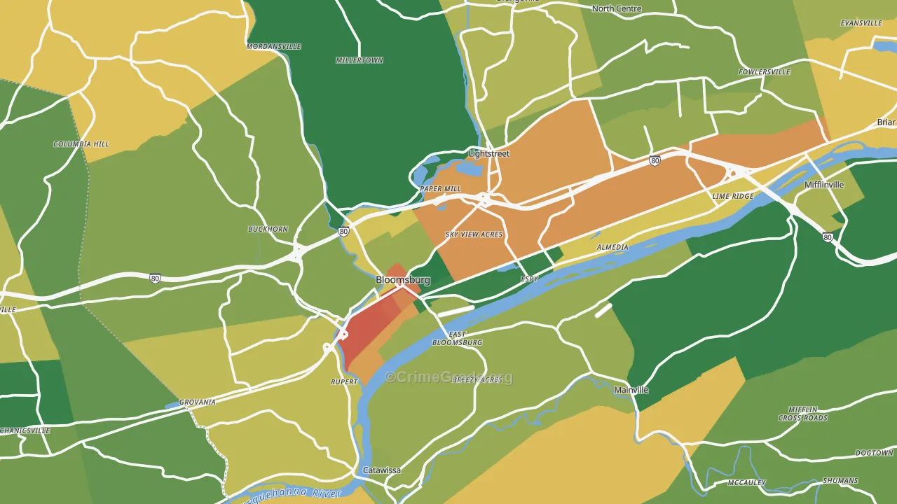 17815, PA Map of Theft Rates