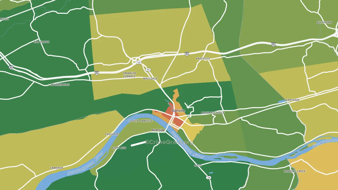 17821, PA Map of Theft Rates