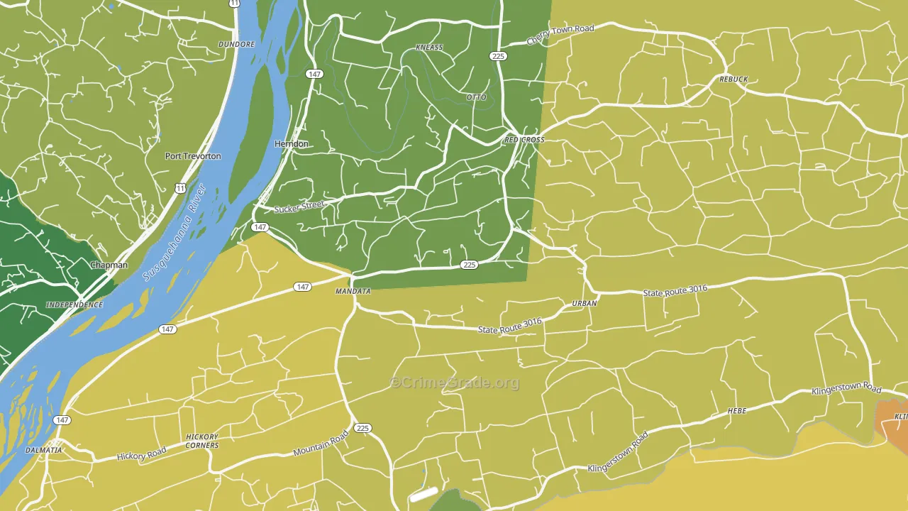17830, PA Map of Theft Rates