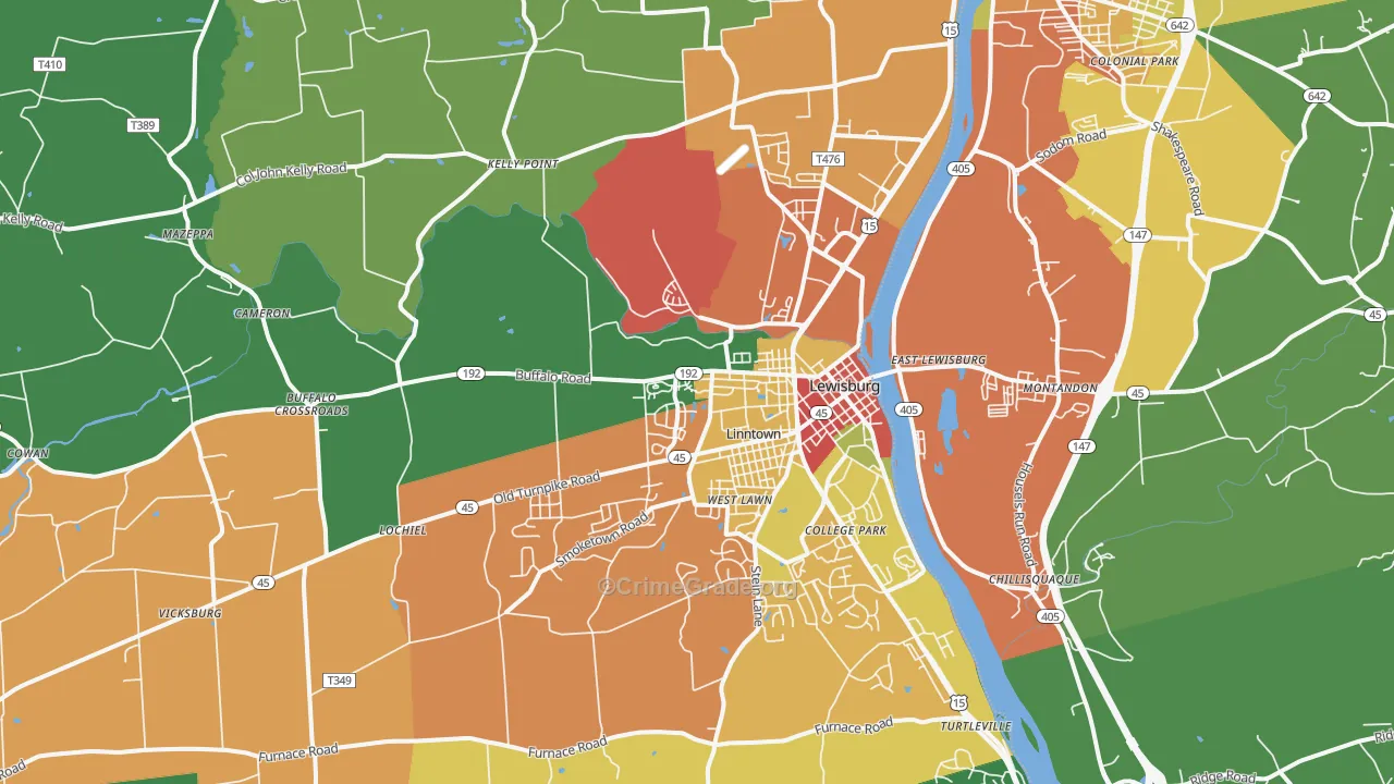 17837, PA Map of Theft Rates