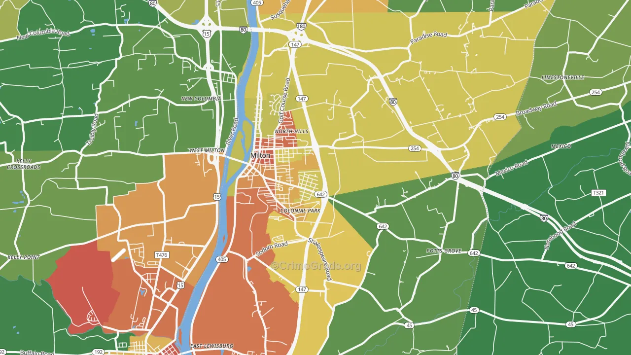 17847, PA Map of Theft Rates