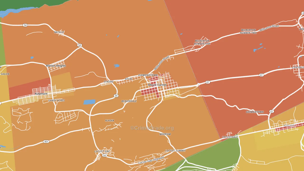 17851, PA Map of Theft Rates