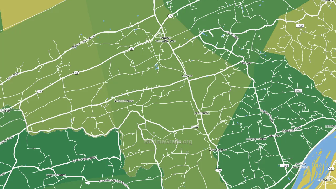 17853, PA Map of Theft Rates