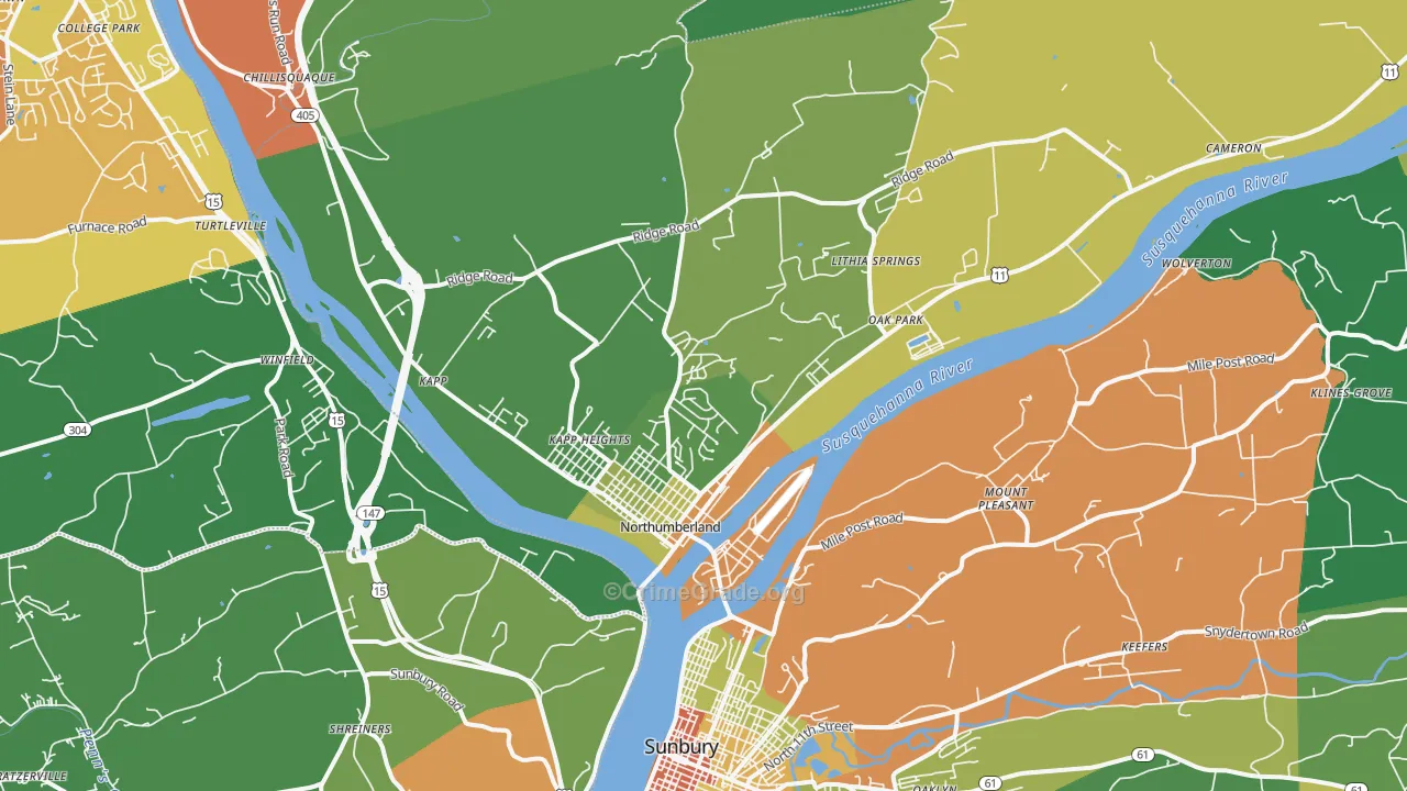 17857, PA Map of Theft Rates