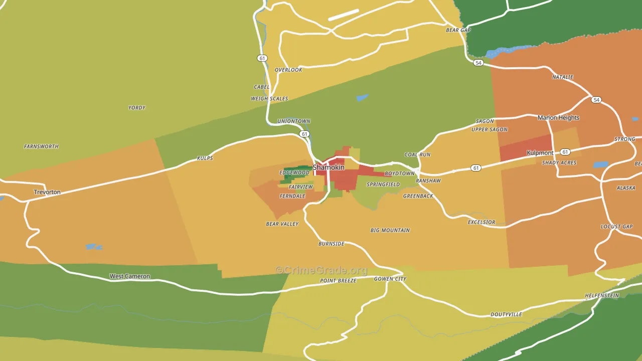 17872, PA Map of Theft Rates