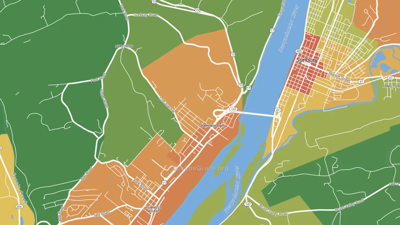 17876, PA Map of Theft Rates