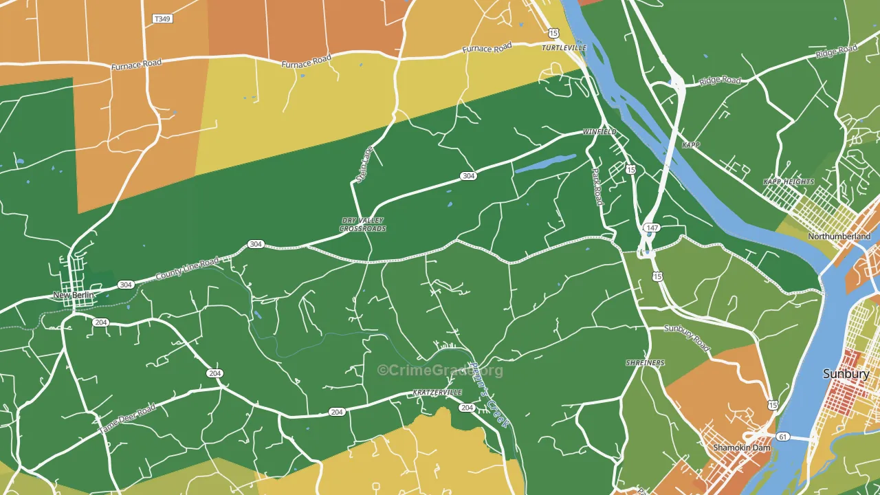 17889, PA Map of Theft Rates
