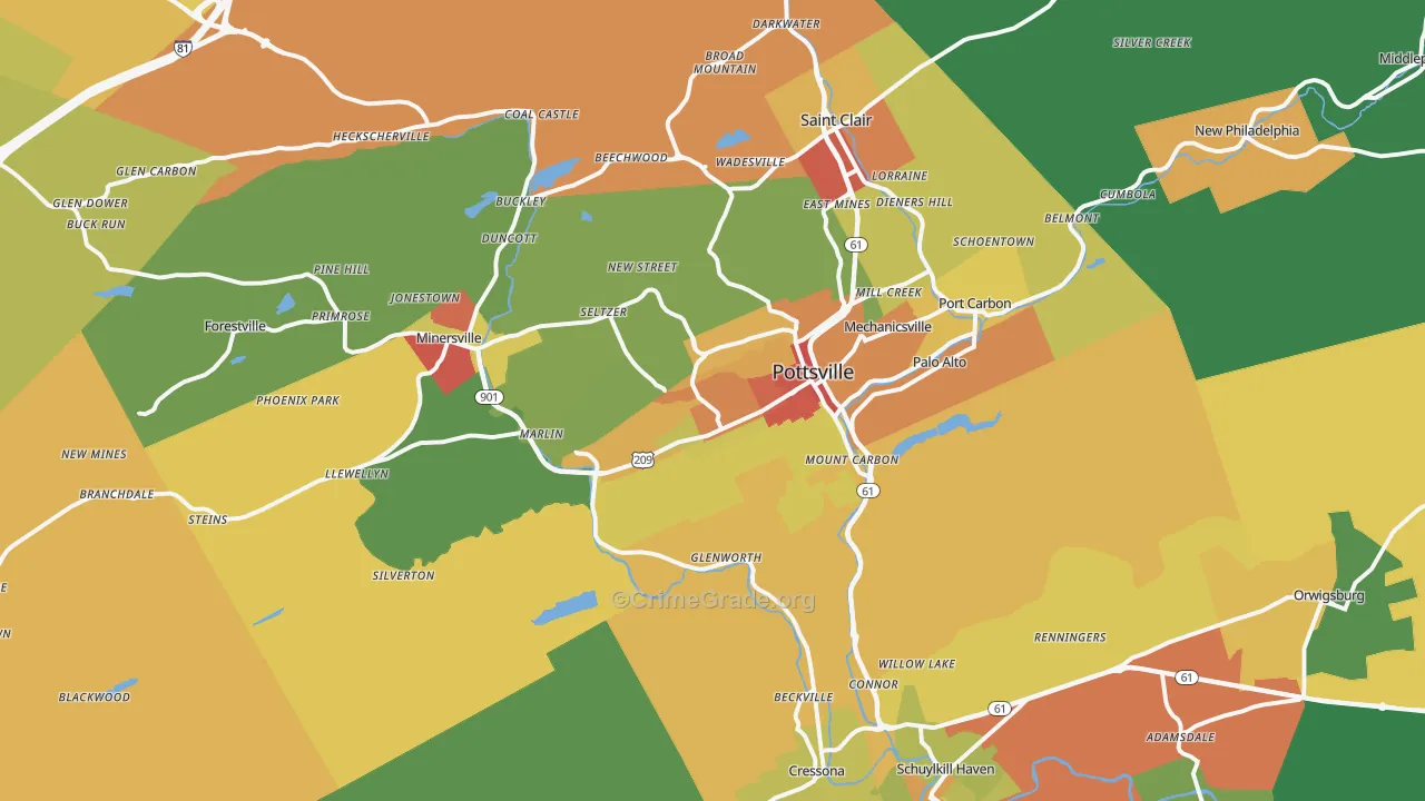 17901, PA Map of Theft Rates