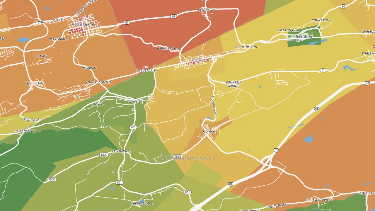 17921, PA Map of Theft Rates