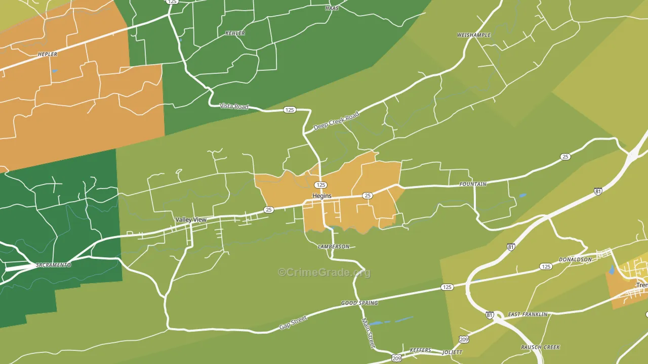 17938, PA Map of Theft Rates
