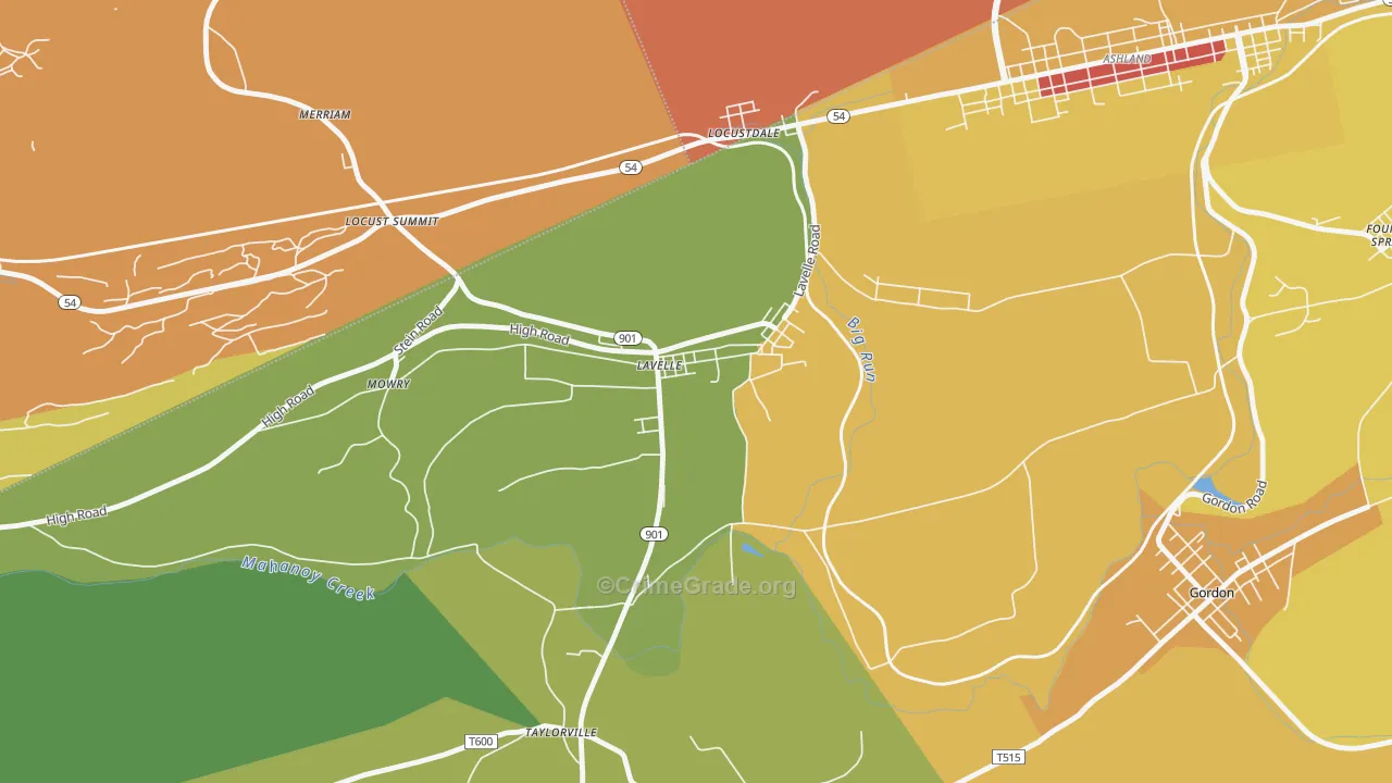 17943, PA Map of Theft Rates