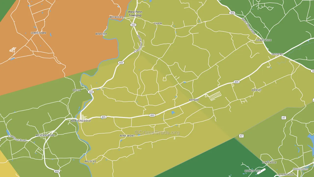 17960, PA Map of Theft Rates