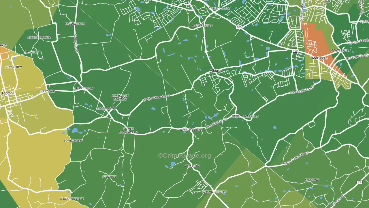 18011, PA Map of Theft Rates