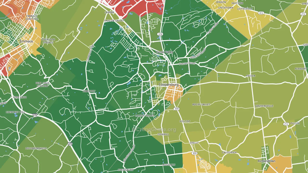 18036, PA Map of Theft Rates