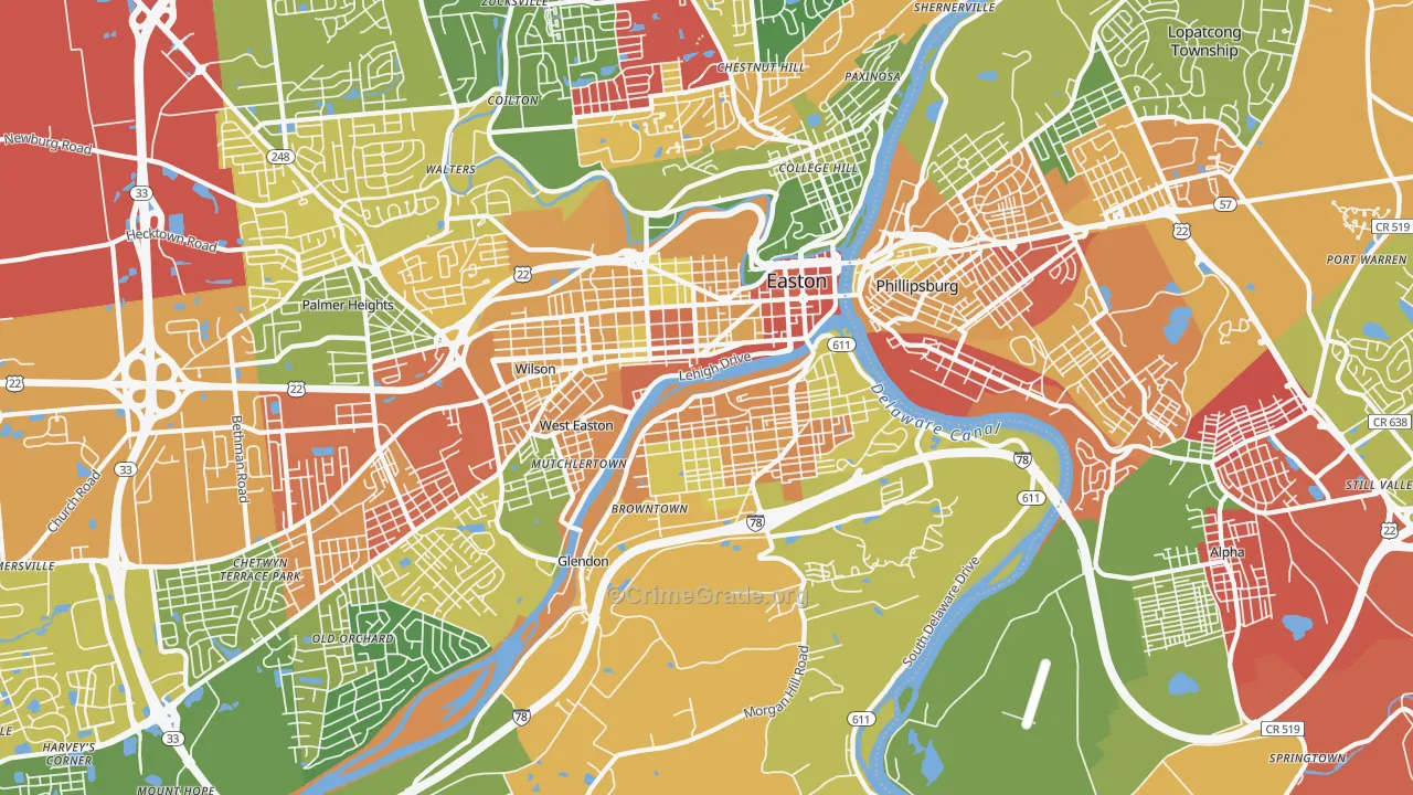 18042, PA Map of Theft Rates