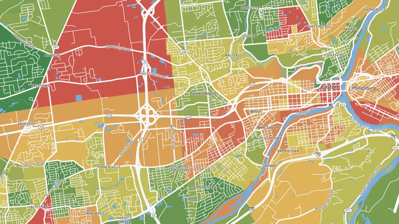 18045, PA Map of Theft Rates