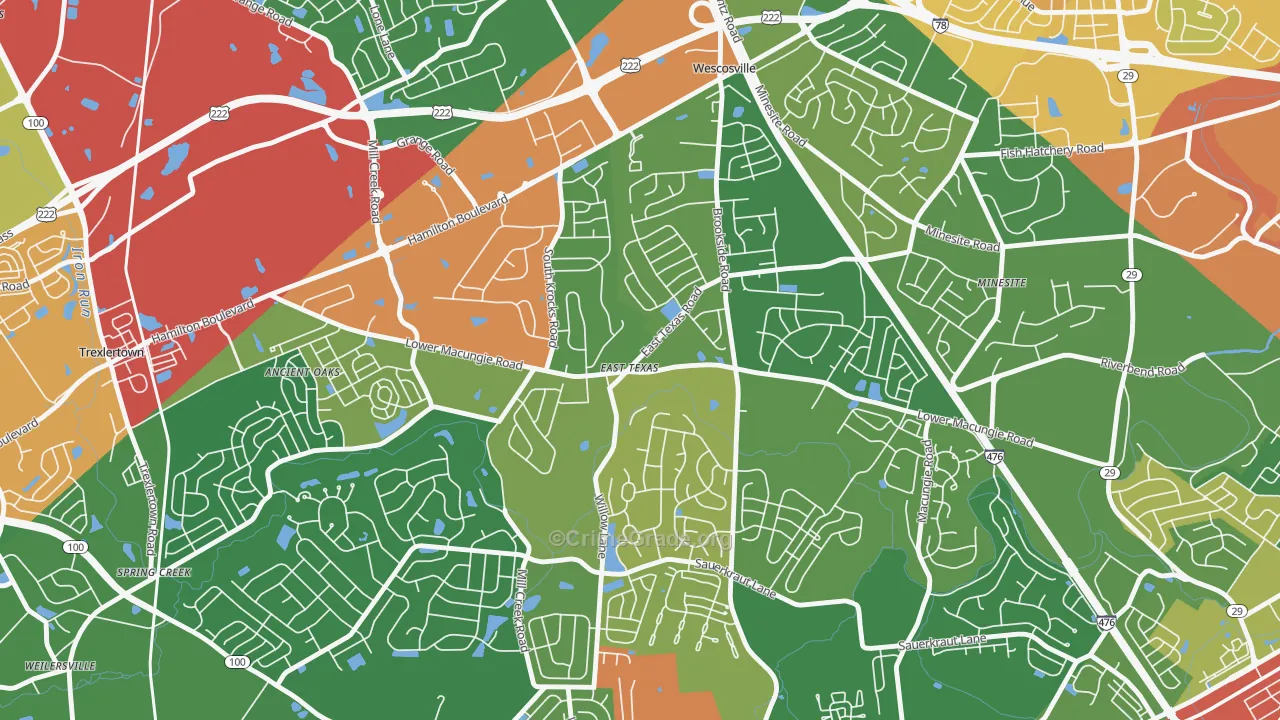 18046, PA Map of Theft Rates