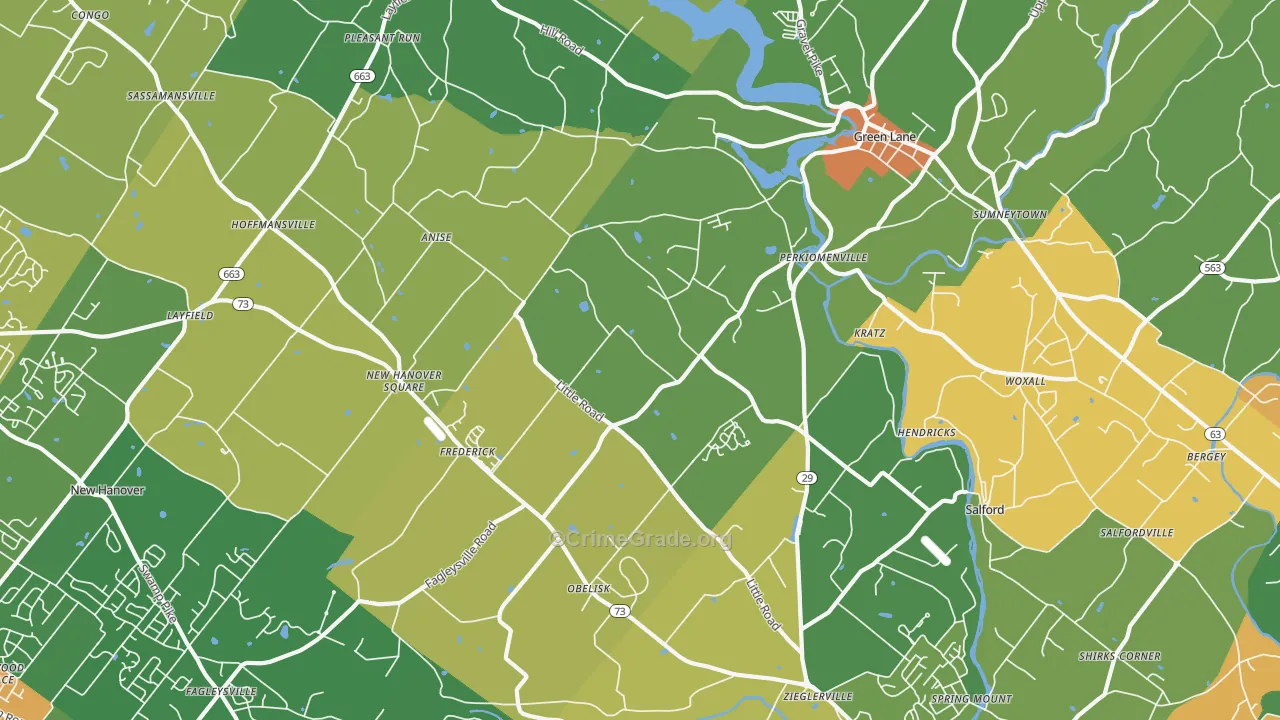 18074, PA Map of Theft Rates