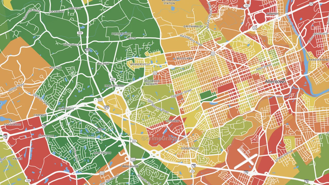 18104, PA Map of Theft Rates