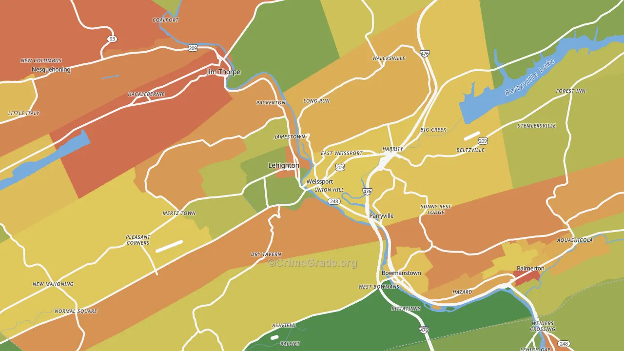 18235, PA Map of Theft Rates