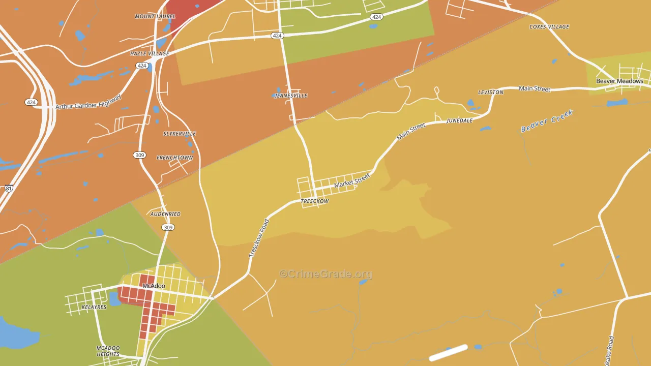 18254, PA Map of Theft Rates