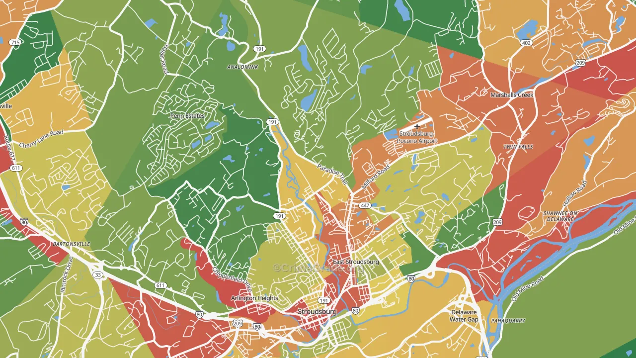 18301, PA Map of Theft Rates