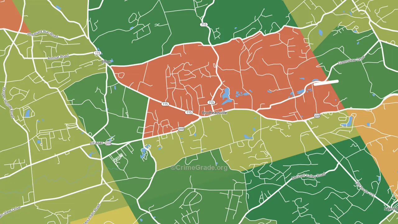 18322, PA Map of Theft Rates