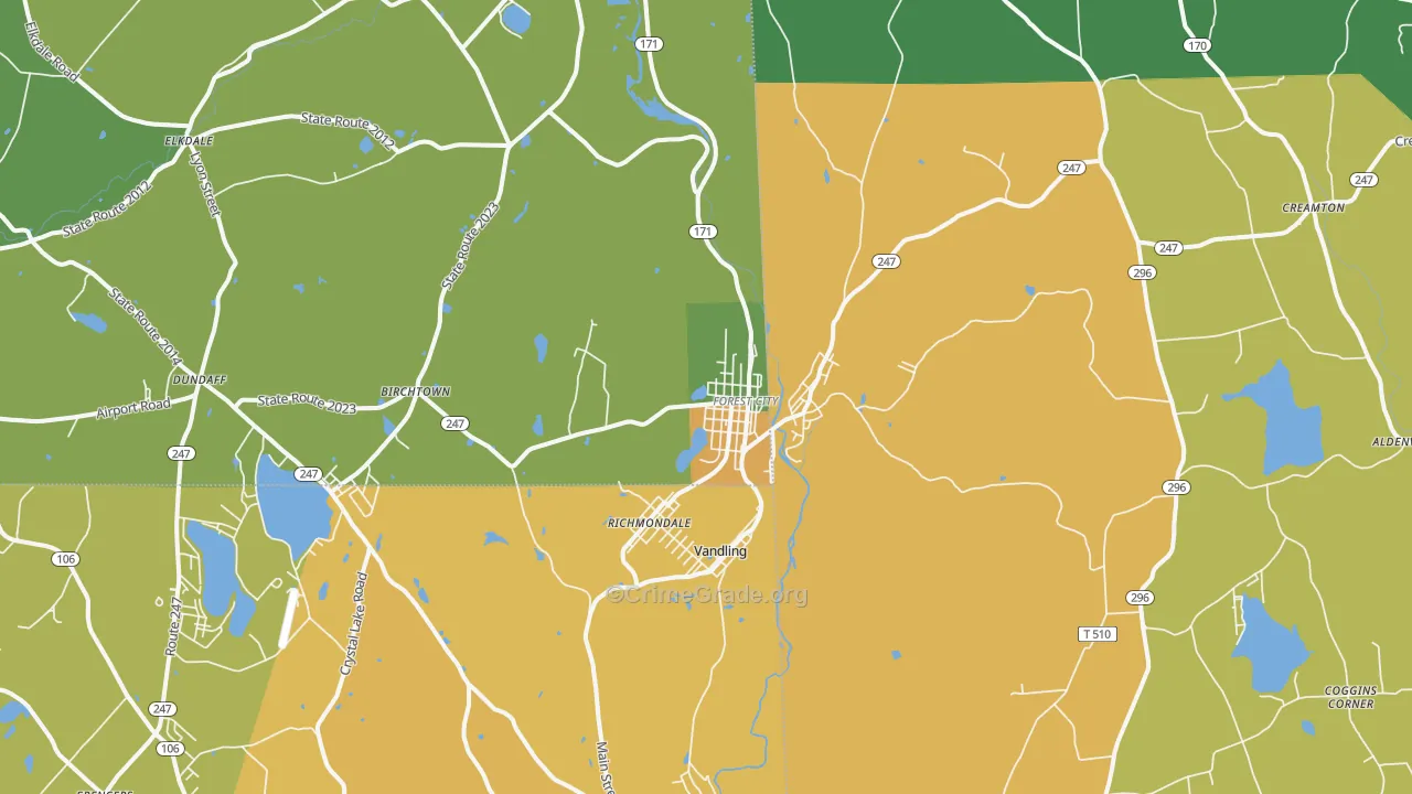 18421, PA Map of Theft Rates