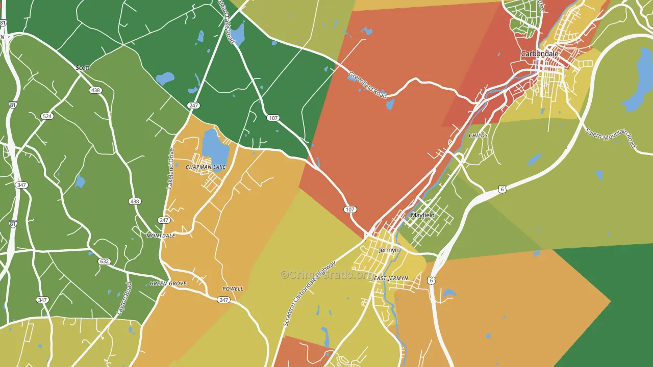 18433, PA Map of Theft Rates