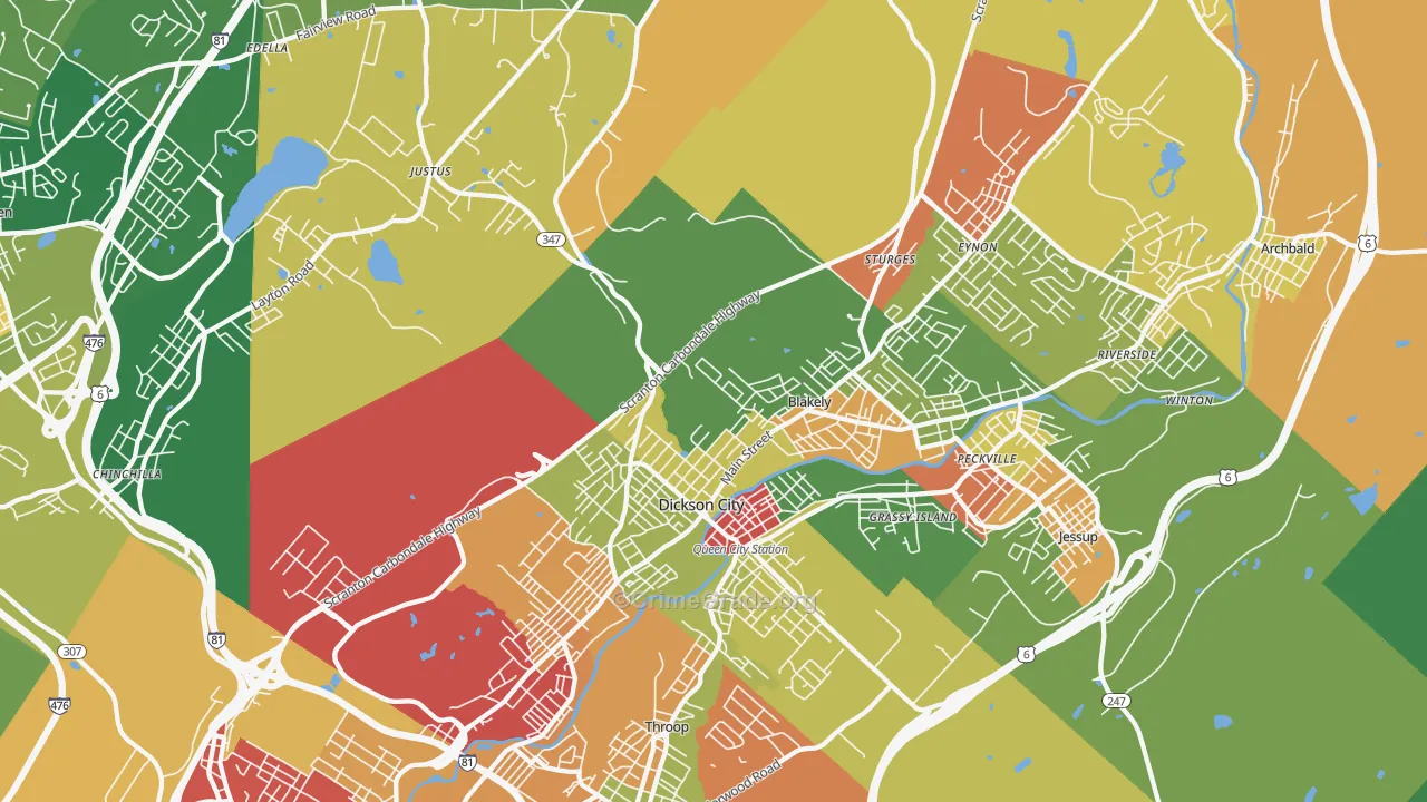 18447, PA Map of Theft Rates