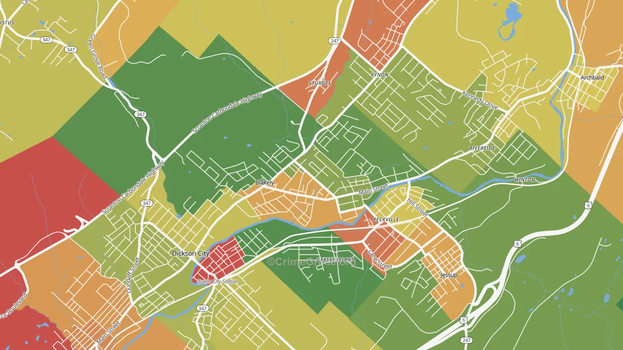 18452, PA Map of Theft Rates