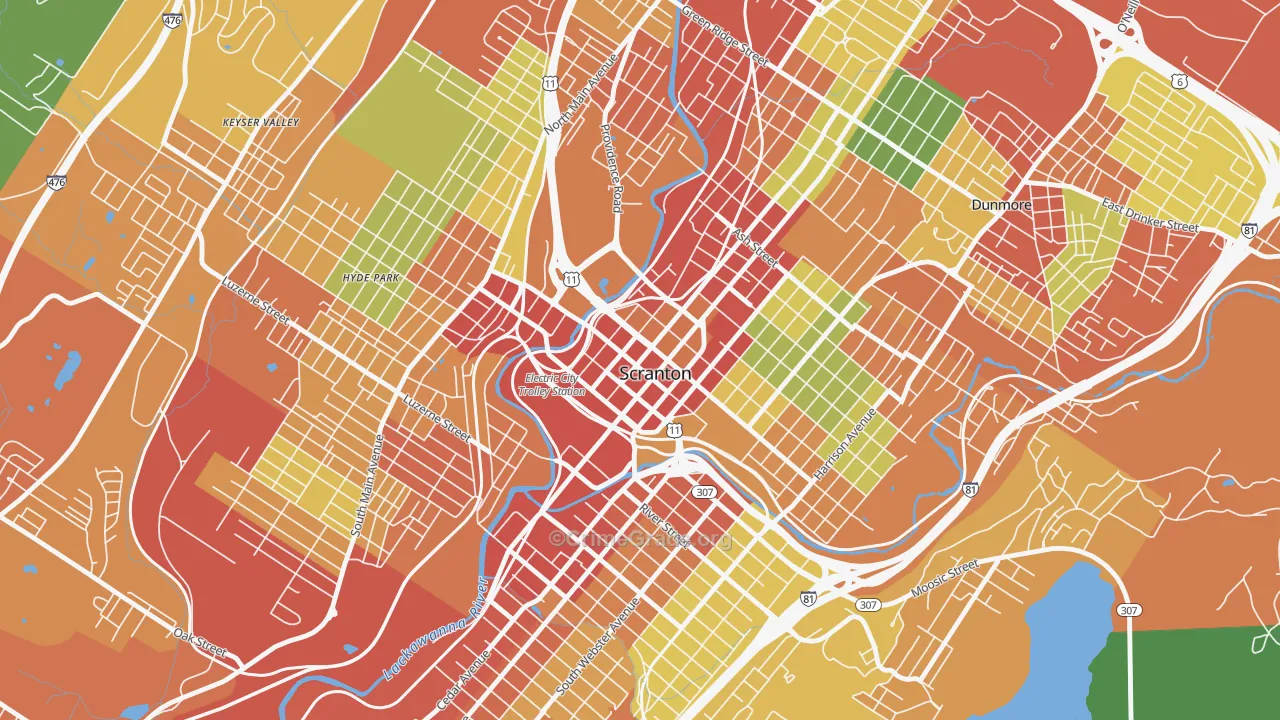 18503, PA Map of Theft Rates