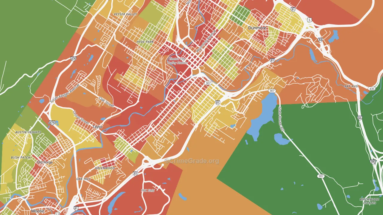 18505, PA Map of Theft Rates